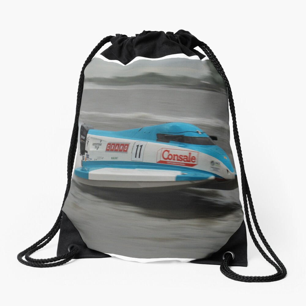 Powerboat Racing at Oulton Broad - Formula Grand Prix - Scott Curtis Drawstring Bag