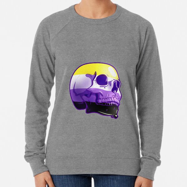 Nonbinary Pride Skull Lightweight Sweatshirt