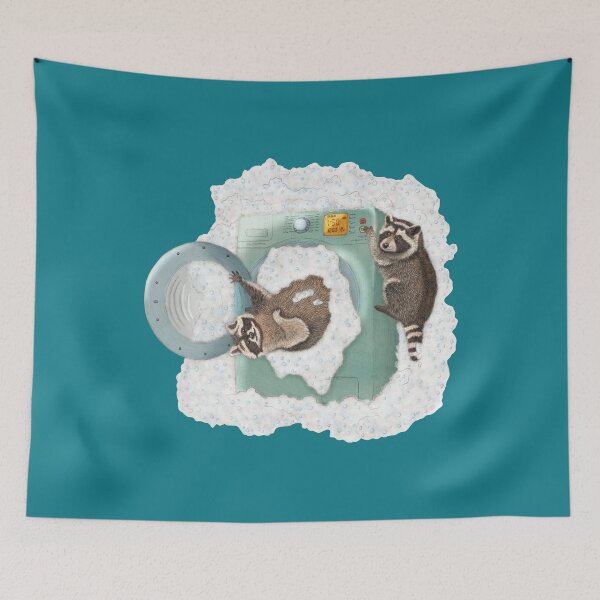 Item preview, Raccoon washing machines wellness designed and sold by Sina Holste.