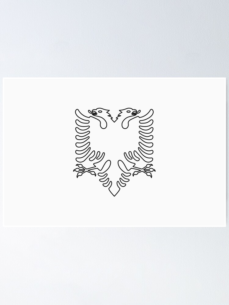 Alternate view of Albania Flag · Black Symbol · Outlined Poster