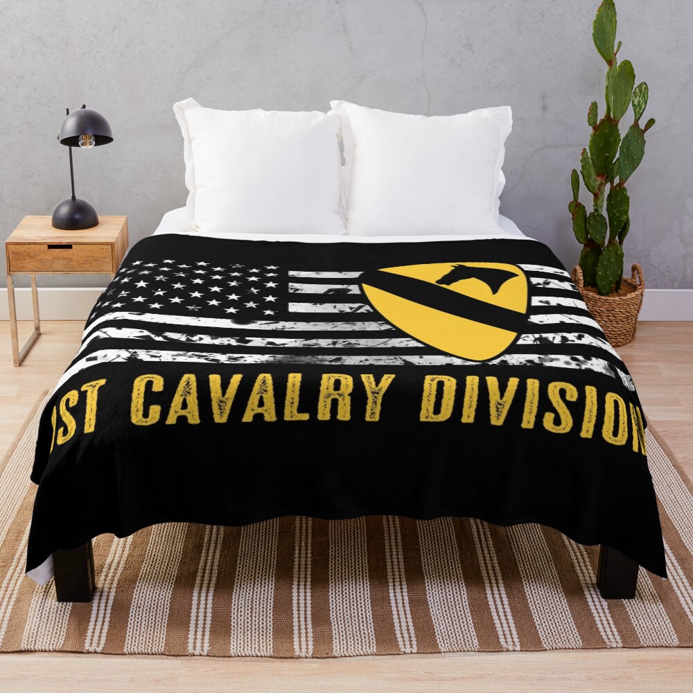 1st Cavalry Division (Distressed Flag) Throw Blanket