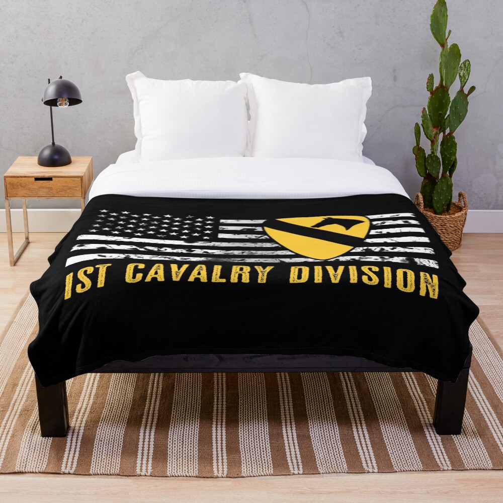 1st Cavalry Division (Distressed Flag) Throw Blanket