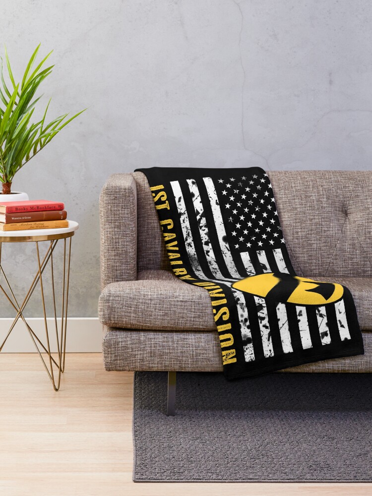 Alternate view of 1st Cavalry Division (Distressed Flag) Throw Blanket