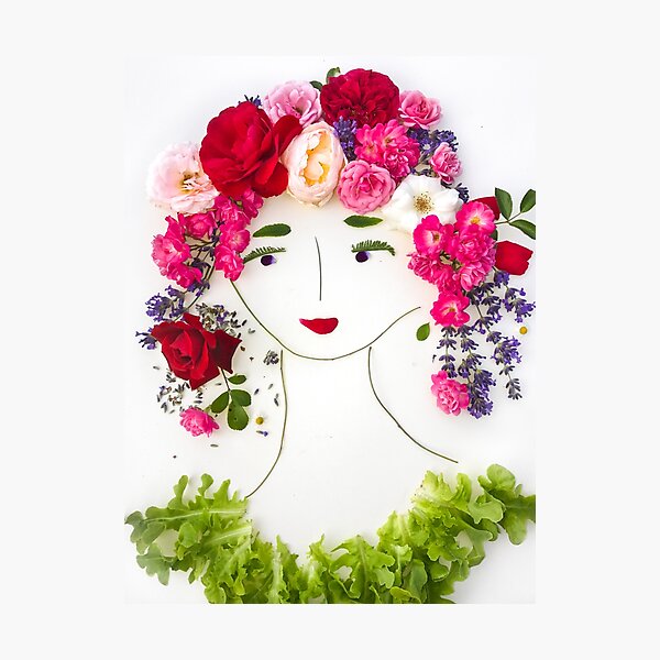 Item preview, Rose hair lady art botanical portrait designed and sold by Sonja Prosen.