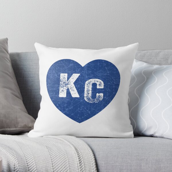 Royal Blue KC Blue Heart Kansas City Hearts I Love Kc heart Kansas city KC Face mask Kansas City facemask Throw Pillow