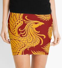 Traditional Yellow Chinese Phoenix Circle Mini Skirt