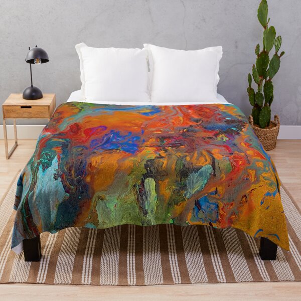 Multi Colored Fluid Abstract Blue Orange Throw Blanket