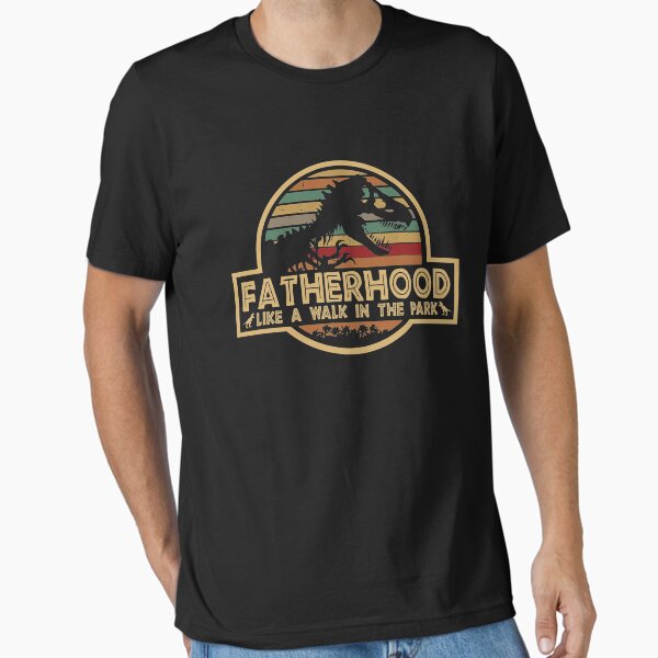Vista previa del artículo con la obra «La paternidad como un paseo por el parque Día de padres del dinosaurio T-Rex de época retro», diseñado y vendido por AlmaRs.