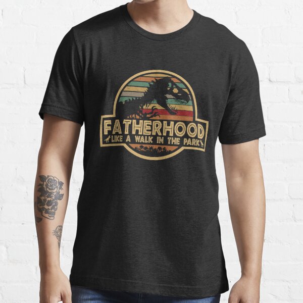 Fatherhood Like A Walk In The Park Retro Vintage T-Rex Dinosaur Father's Day Essential T-Shirt