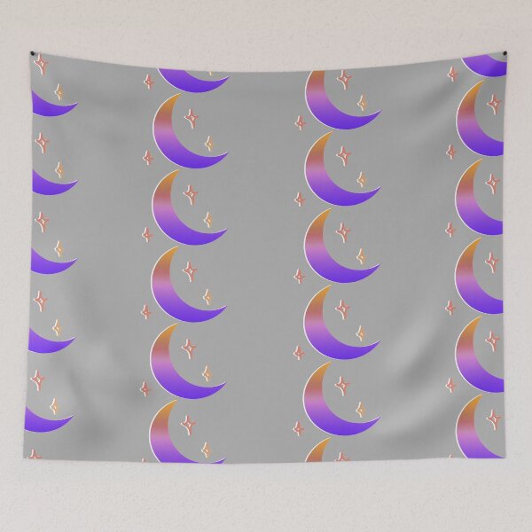 Item preview, stars and moon – orange/purple designed and sold by dalvago.