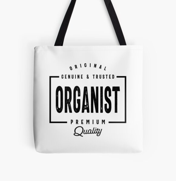 Organist Funny Tote Bag Black White Beige Shopping Cotton 