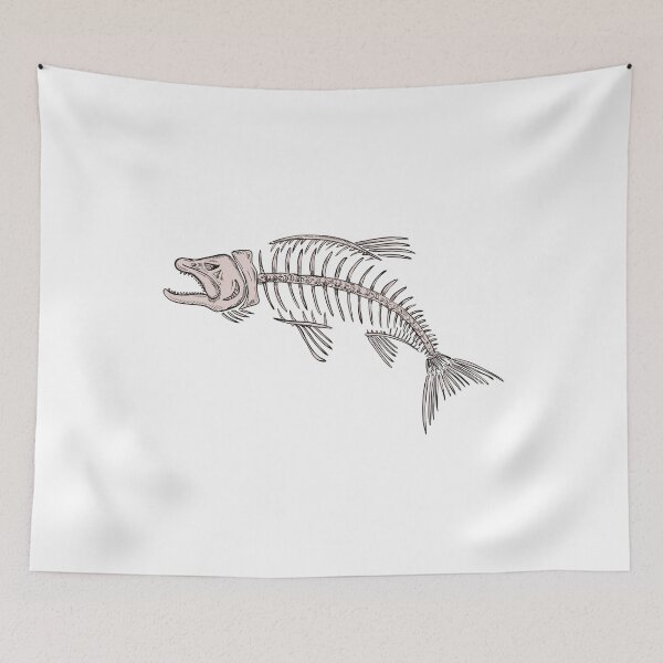 Item preview, King Salmon Skeleton Drawing designed and sold by patrimonio.