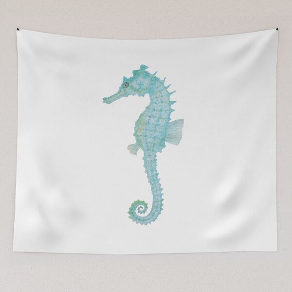 Item preview, Blue Watercolor Seahorse Painting. Undersea creature. designed and sold by PandaAvenue.