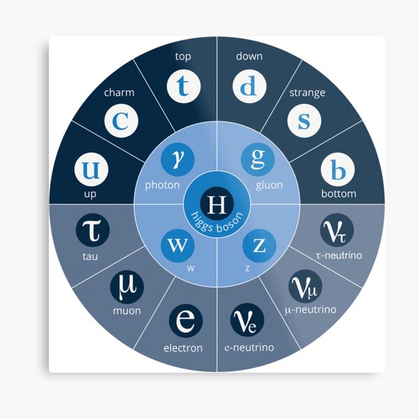 #Standard #Model of #Particle #Physics.  Interactions: electromagnetic, weak, strong. Elementary: electron, top quark, tau neutrino, Higgs boson, ... Metal Print