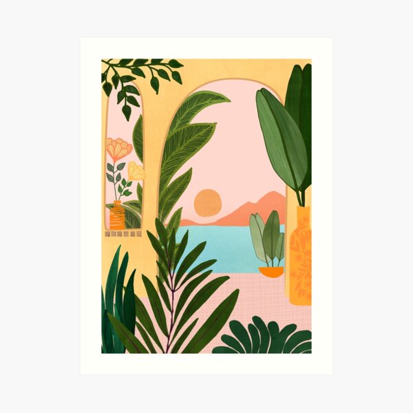 Moroccan Coast Landscape Illustration Art Print