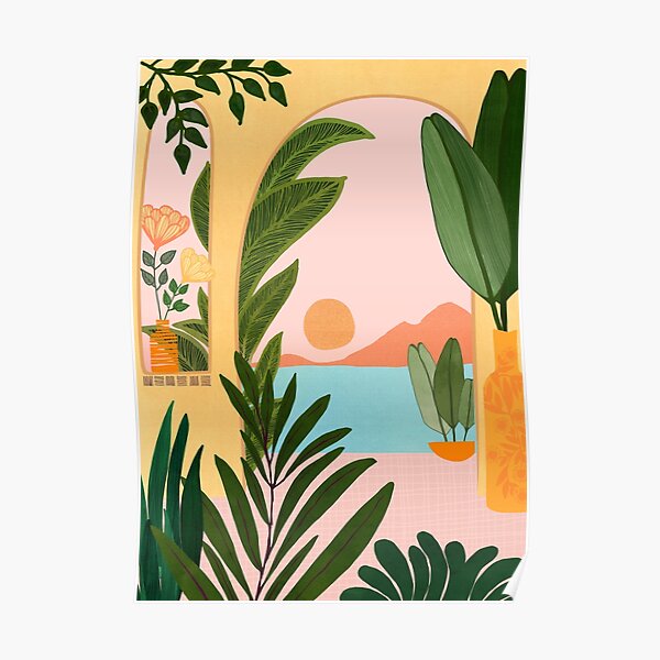 Moroccan Coast Landscape Illustration Poster