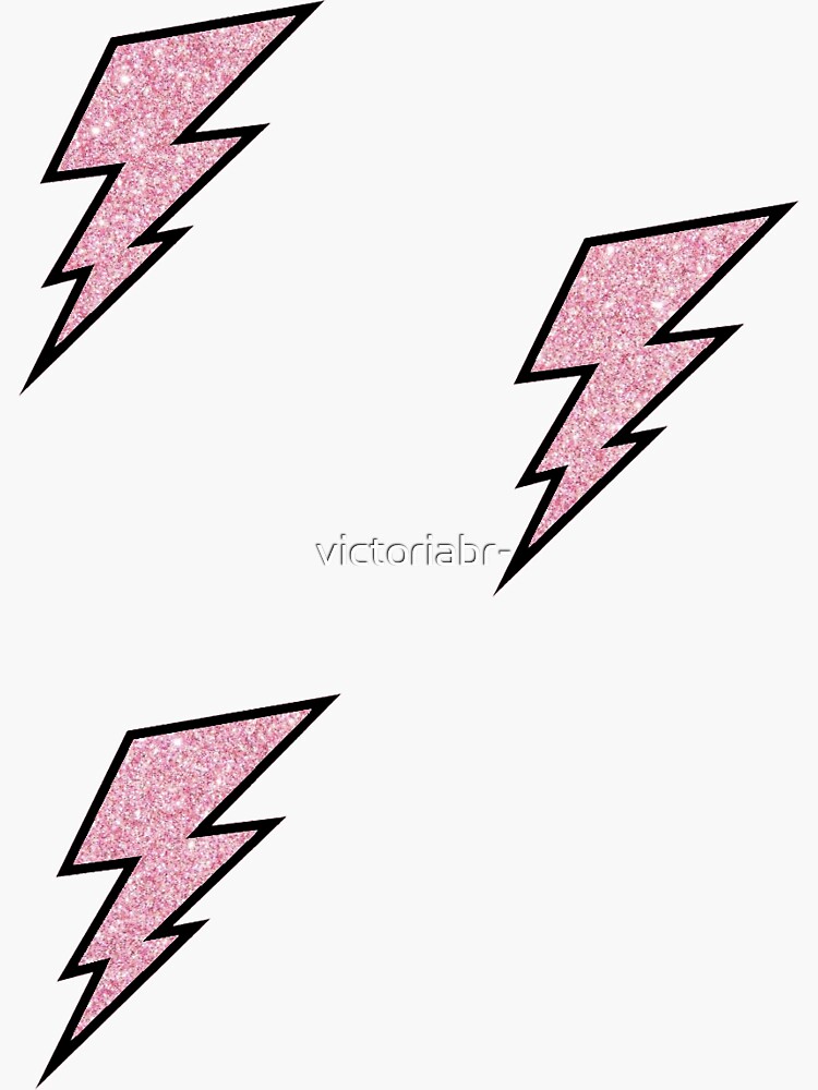 set of pink sparkly lightening bolts by victoriabr-