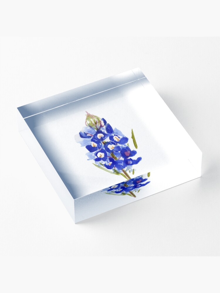 Alternate view of Bluebonnet Watercolor Illustration Texas State Flower Acrylic Block