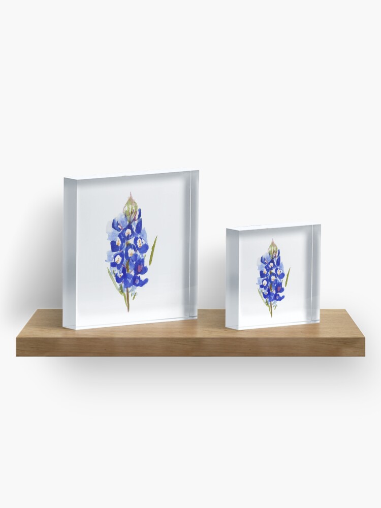 Alternate view of Bluebonnet Watercolor Illustration Texas State Flower Acrylic Block