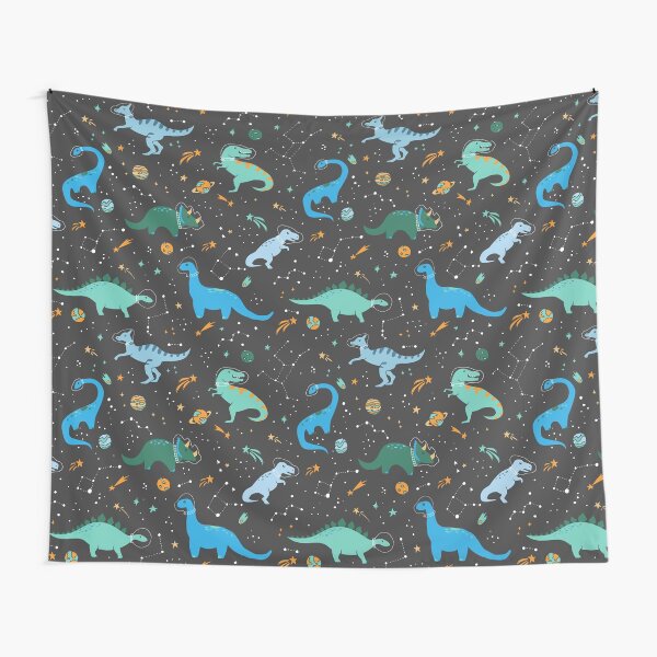 Space Dinosaurs in Blue Tapestry