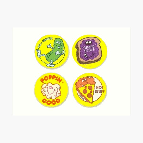 4 x Retro Scratch 'N Sniff Stickers Art Print