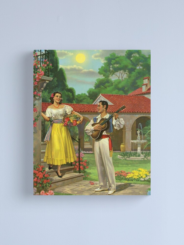 絵画 70s Mexican pair art Amazon.com: Retro Sweet Couple Mexican Paintings Canvas Wall