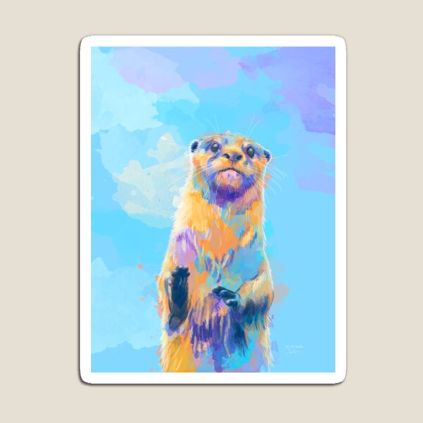 Artikelvorschau, Herr Otter - Buntes Tierporträt entworfen und verkauft von Flo Art Studio.