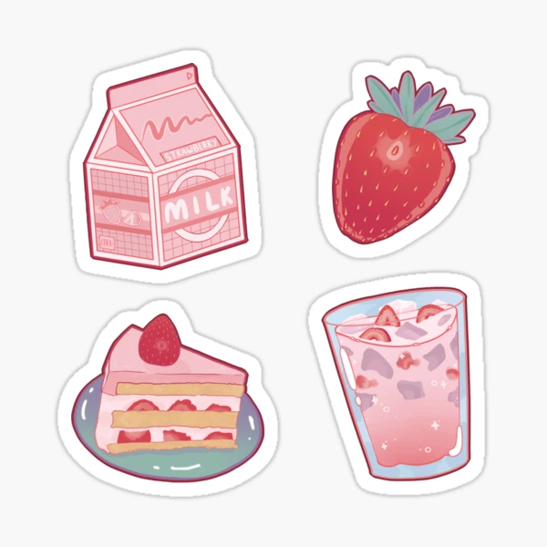 Strawberry Milk Sticker Pack Sticker for Sale by prismapansy