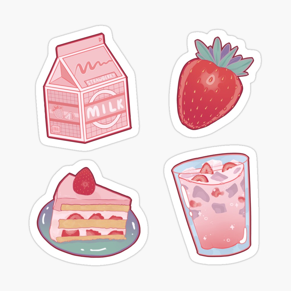 strawberry milk sticker pack photographic print by prismapansy redbubble