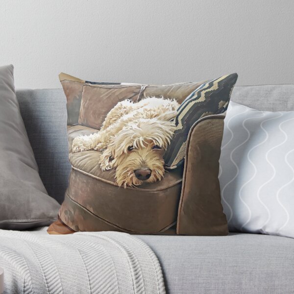 Maggie the Goldendoodle - Couch Potato Throw Pillow