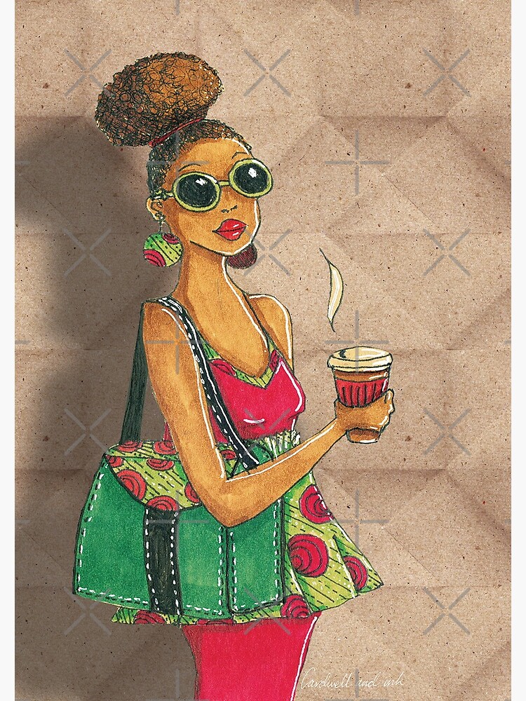 Modern African woman- Morning coffee by cardwellandink