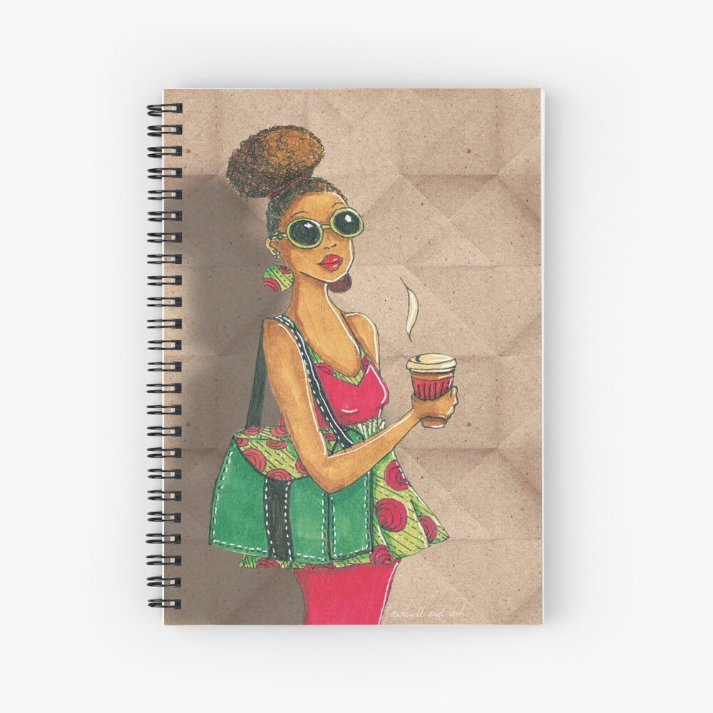 Modern African woman- Morning coffee Spiral Notebook
