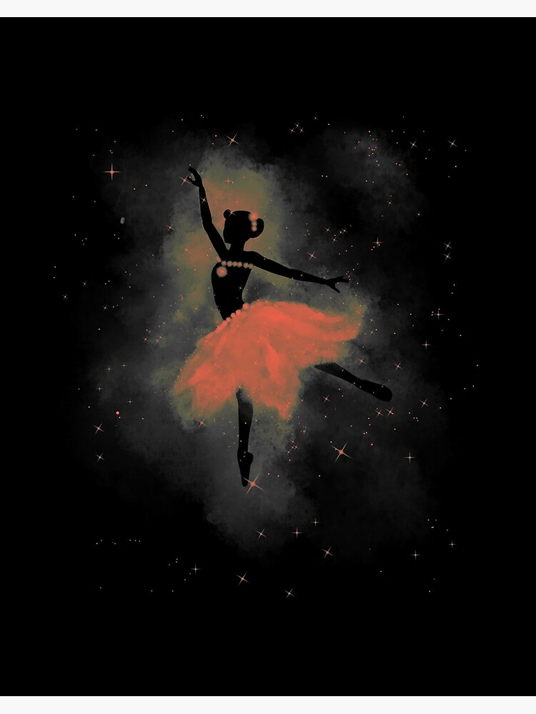 Ballerina girl or woman dancing ballet in outer space