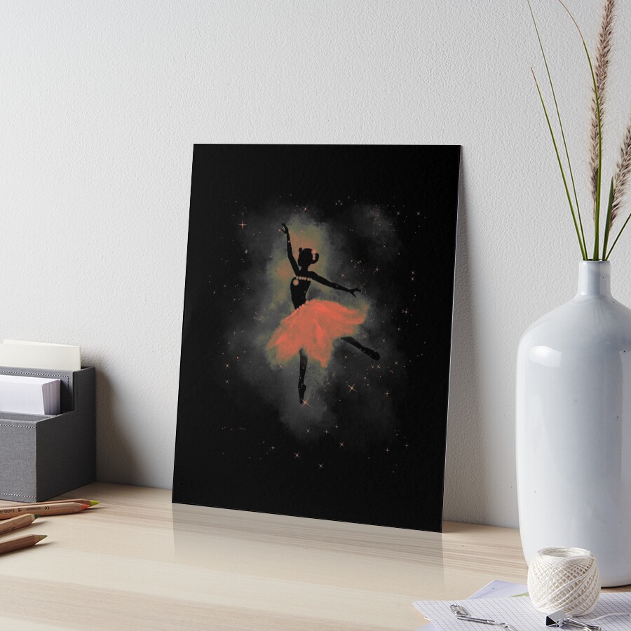 Ballerina girl or woman dancing ballet in outer space