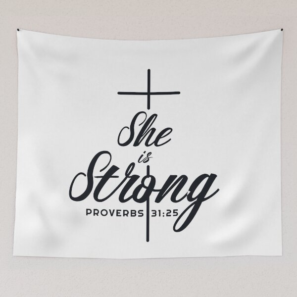 Item preview, Christian - she is strong - sayings designed and sold by GoodNewsDesign.
