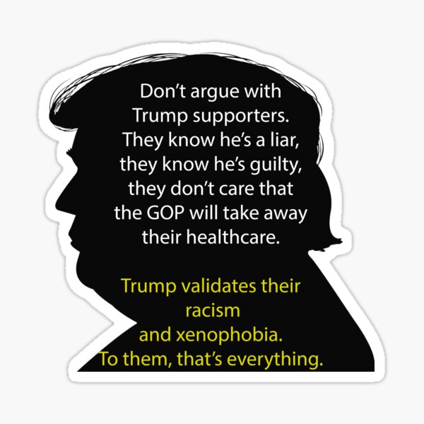 Vista previa del artículo con la obra «No discuta con los partidarios de Trump», diseñado y vendido por ToyoTees.