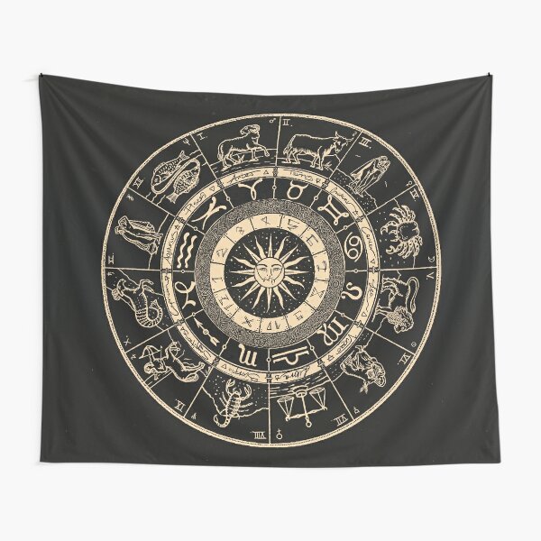 Hand Drawn Zodiac Chart Jet Black and Bone White