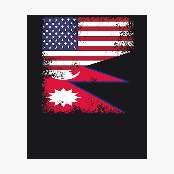 Item preview, Half Nepalese Flag Design | Vintage Nepal USA Gift designed and sold by melsens.
