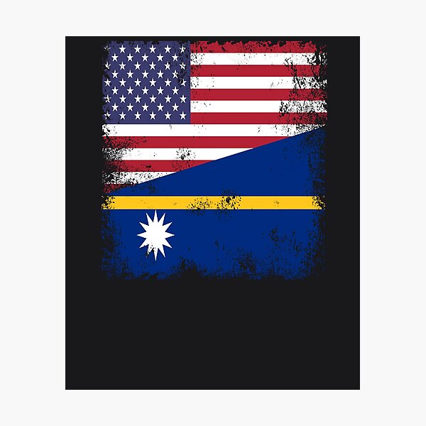 Item preview, Half Nauruan Flag Design | Vintage Nauru USA Gift designed and sold by melsens.