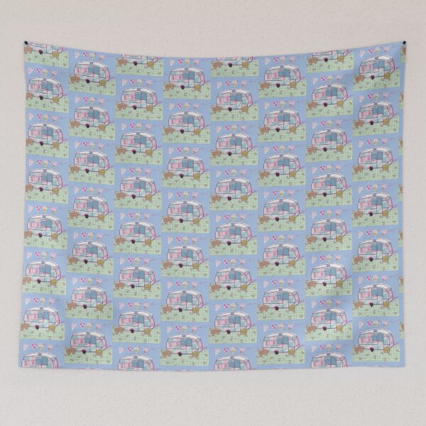 Item preview, #Cute Vintage caravan with flowers  designed and sold by Leatextileart.
