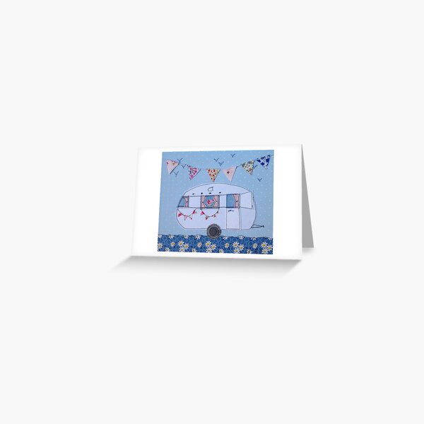 Retro white caravan Greeting Card