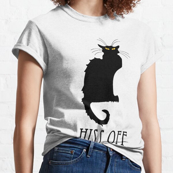HISS OFF Meow Angry Black Cat Yellow Eyes, Tiger Eyes Cat Premium T-Shirt