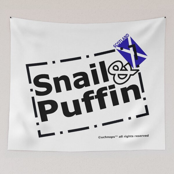 Item preview, Snail and Puffin Scottish Flag Stamp designed and sold by MeyrellesMartin.