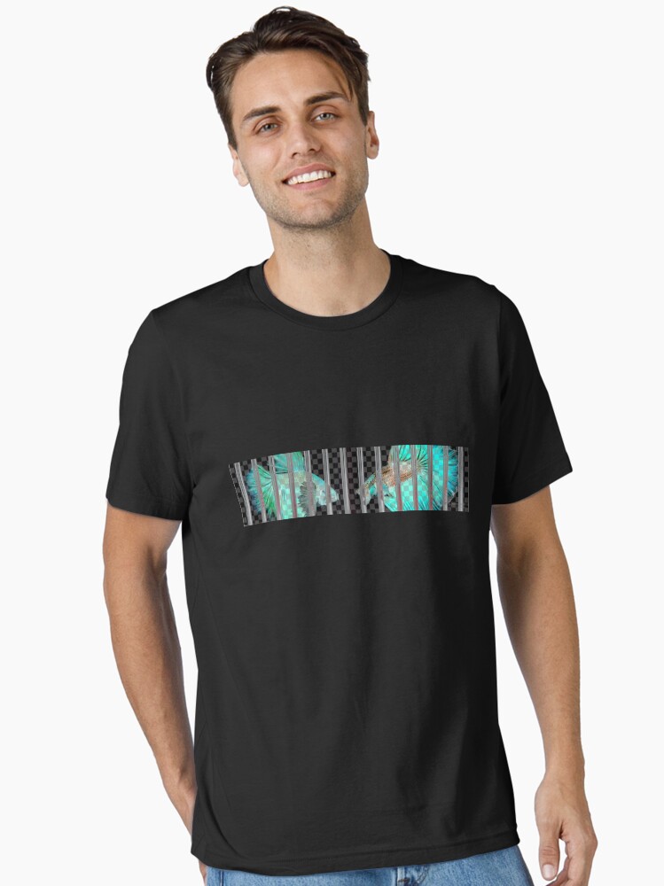 Thumbnail 1 of 7, Essential T-Shirt, Negative Fish Behind Bars on Transparency Grid designed and sold by willpate.