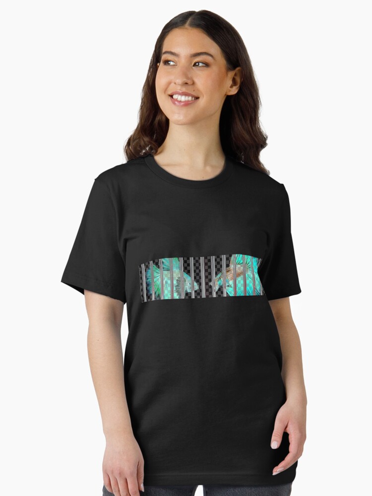 Thumbnail 2 of 7, Essential T-Shirt, Negative Fish Behind Bars on Transparency Grid designed and sold by willpate.
