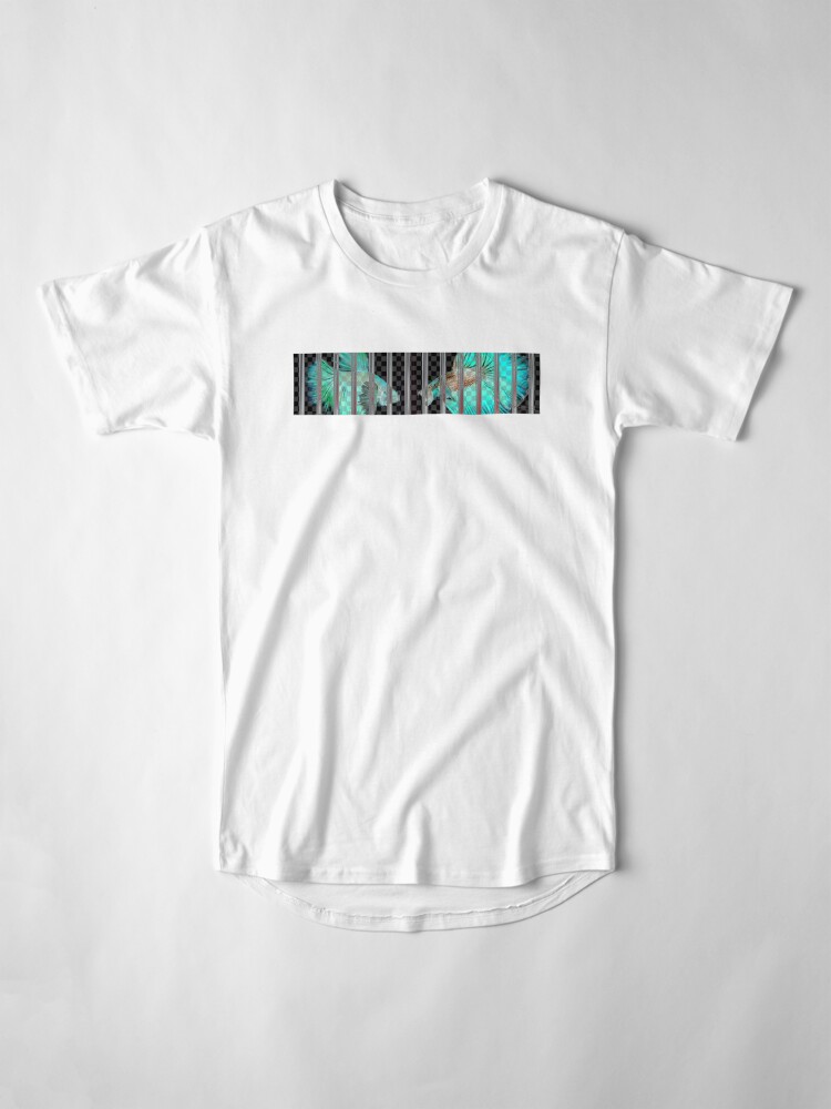 Alternate view of Negative Fish Behind Bars on Transparency Grid Long T-Shirt