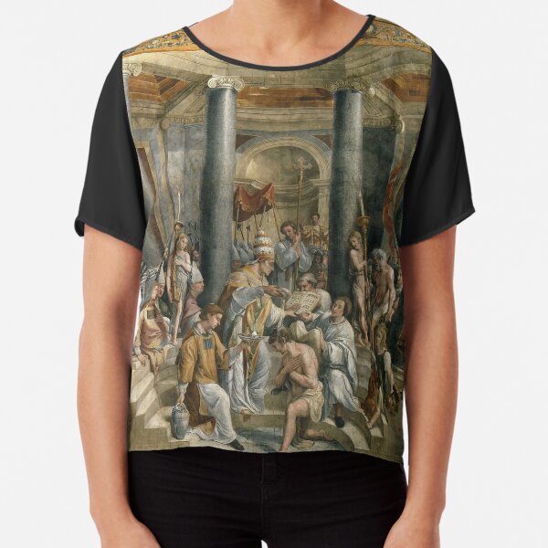 The Baptism of Constantine #FamousPlace, #international #landmark, #Raphael Rooms, Vatican City, Europe, Southern Europe, italian culture, art Chiffon Top