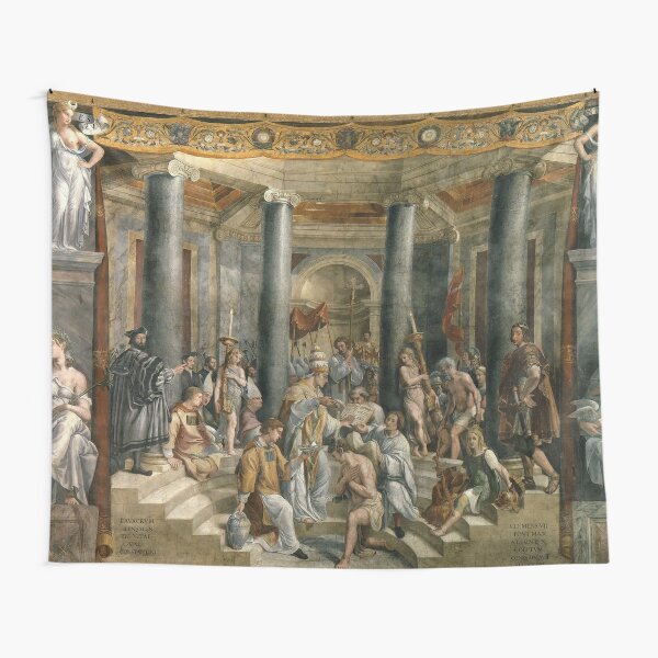 The Baptism of Constantine #FamousPlace, #international #landmark, #Raphael Rooms, Vatican City, Europe, Southern Europe, italian culture, art Tapestry