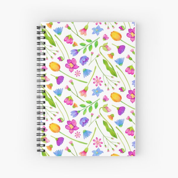 Spring Floral Wildflower Watercolor Pattern Spiral Notebook