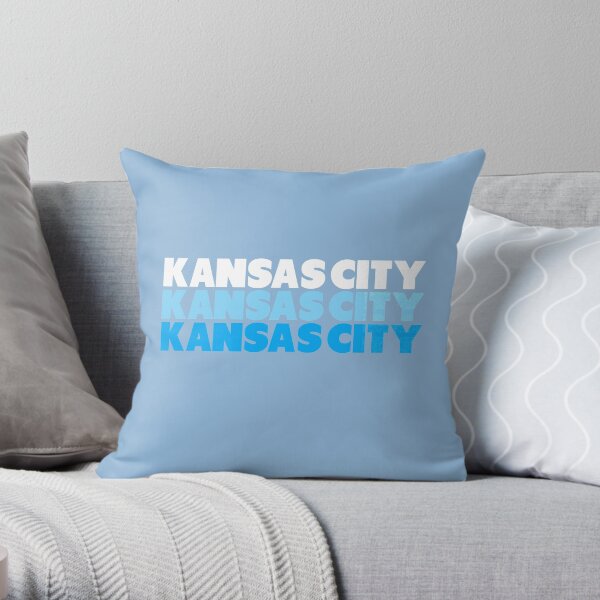 Retro KC Royal Blue & Light Blue Kansas City Crown Town KC Baseball Fans Wear Kansas city KC Face mask Kansas City facemask Throw Pillow